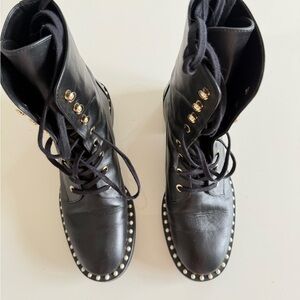 Stuart Weitzman Black Studded Leather Boots